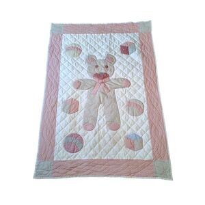 Vintage baby quilt teddy Handmade Quilted